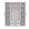 Armario ropero Topeshop ROMANA 160 BIEL KPLB 11 baldas 4 puertas blanco