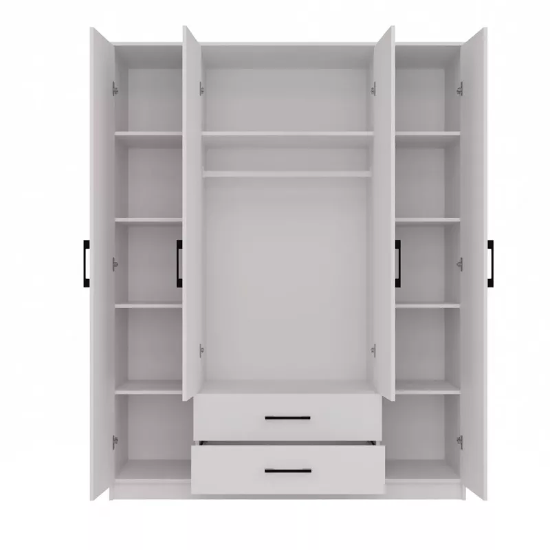 Armario ropero Topeshop ROMANA 160 BIEL KPLB 11 baldas 4 puertas blanco