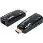 Manhattan kit extensor HDMI sobre Ethernet compacto 1080p@60Hz, amplía señales hasta 60 m con un solo cable Ethernet Cat6, transmisor y receptor incluidos, Power over Cable, diseño ultrafino, tres años de garantía, negro