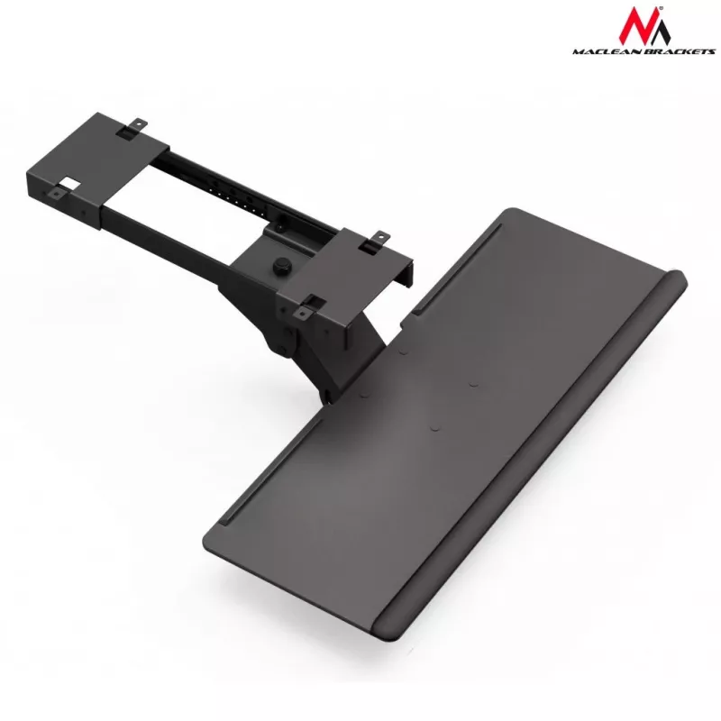 Maclean MC-757 bandeja para teclado bajo el escritorio, acero, máx. 2 kg, negra