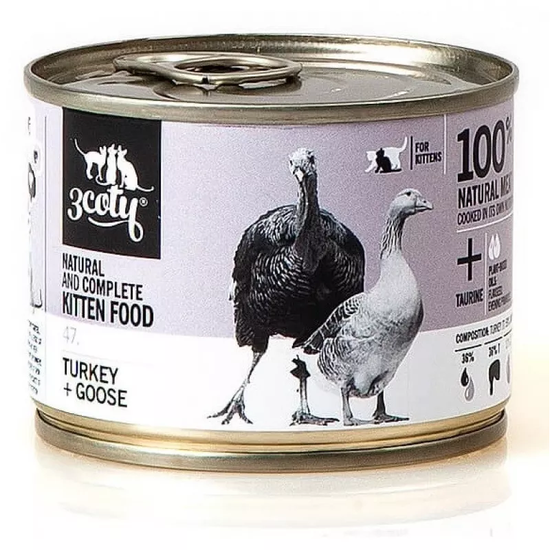 3COTY con pavo y ganso comida húmeda para gatitos 180 g