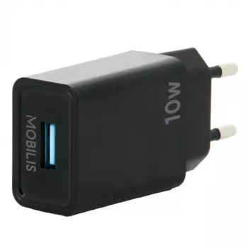 Mobilis - fuente de alimentación - rápida - 10,5 vatios - QC (USB) - Negro - Europa (001360)