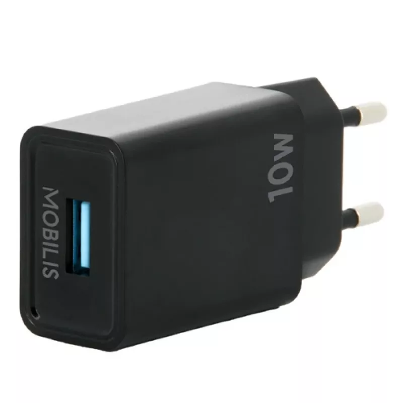 Mobilis - fuente de alimentación - rápida - 10,5 vatios - QC (USB) - Negro - Europa (001360)