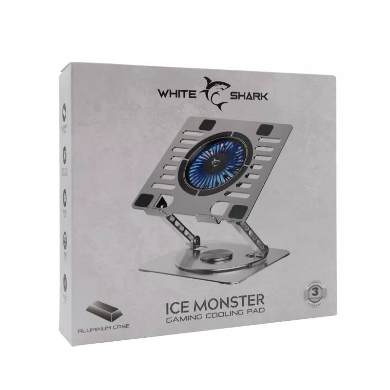White Shark GCP-16 Ice Monster Base de refrigeración para portátil, hasta 17,3 pulgadas, LED, gris