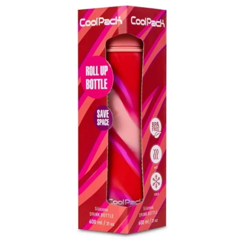 Botella de bebida de silicona COOLPACK Pump 600 ml niña rosa