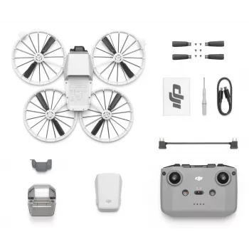 Dron DJI Flip con 4 rotores, cámara de 48 MP, vídeo 3840×2160, batería 3110 mAh, Negro/Blanco