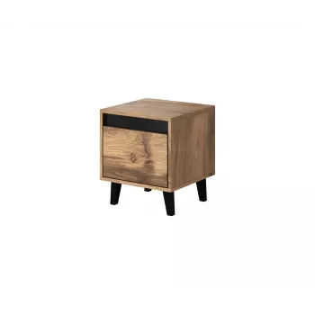 Mesita de noche cama meble NORD, set de 2, 40×38×45 cm, roble Wotan/antracita, 1 cajón, marco de 16 mm