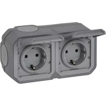 Legrand Plexo nuevo APWG Schuko 069742L toma 2 tomas gris IP 44 5 (069742L)
