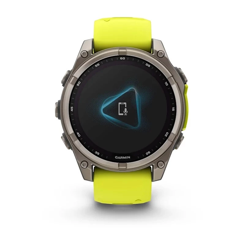 Garmin fenix 8 Solar Sapphire 47 mm reloj inteligente GPS, pantalla táctil de 3,3 cm (1,3") 260 x 260, Wi-Fi, titanio, correa de silicona amarilla/grafito, amarillo