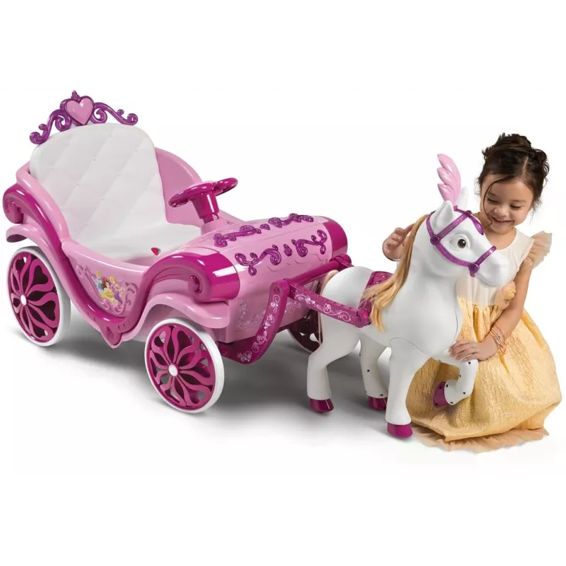 Carroza eléctrica Disney Princesas con caballo Huffy 6 V rosa