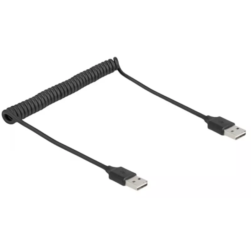 Cable espiral DeLOCK EASY-USB 2.0 Type-A macho a Type-A macho 0,5 m a 0,8 m negro