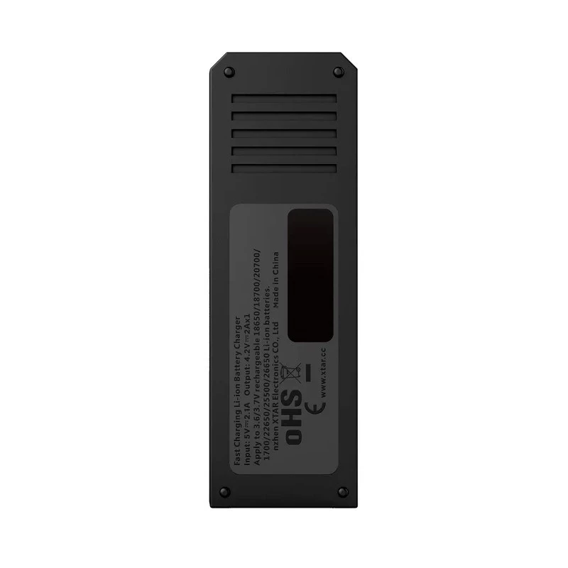 Cargador de baterías XTAR SC1 de una ranura USB-C para celdas Li-Ion 18650, 1 ranura, negro