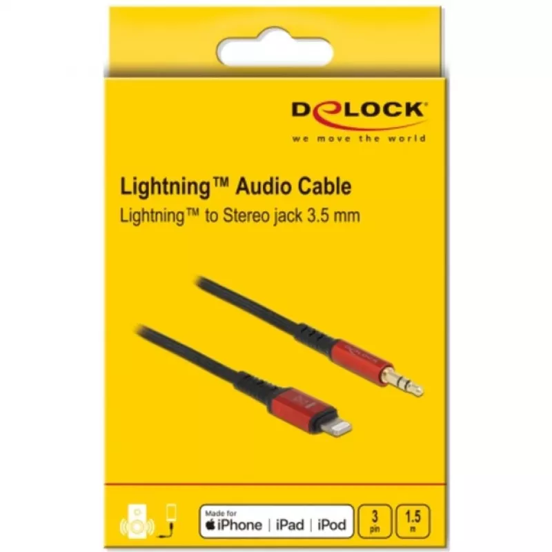 Cable de audio DeLOCK 86587 1,5 m 3,5 mm Lightning Negro