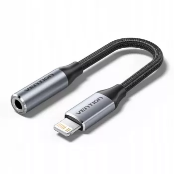 Adaptador de audio Vention Lightning a 3,5 mm BMBHA, adaptador con cable Lightning a 3,5 mm de 0,1 m, gris