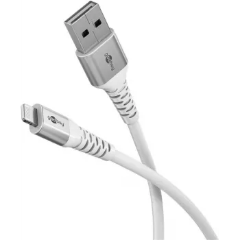 Goobay Cable textil supersuave Lightning a USB-A con conectores metálicos, 1 m (74511)