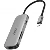 Dongle USB-C 7 en 1 Acer — USB 3.2 Gen 1 Type-C, 3x USB-A, HDMI, SD/MicroSD, 100W PD, plata