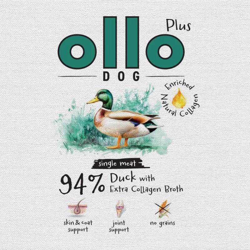 Ollo Plus Colágeno Pato 400 g Lata de comida para perros