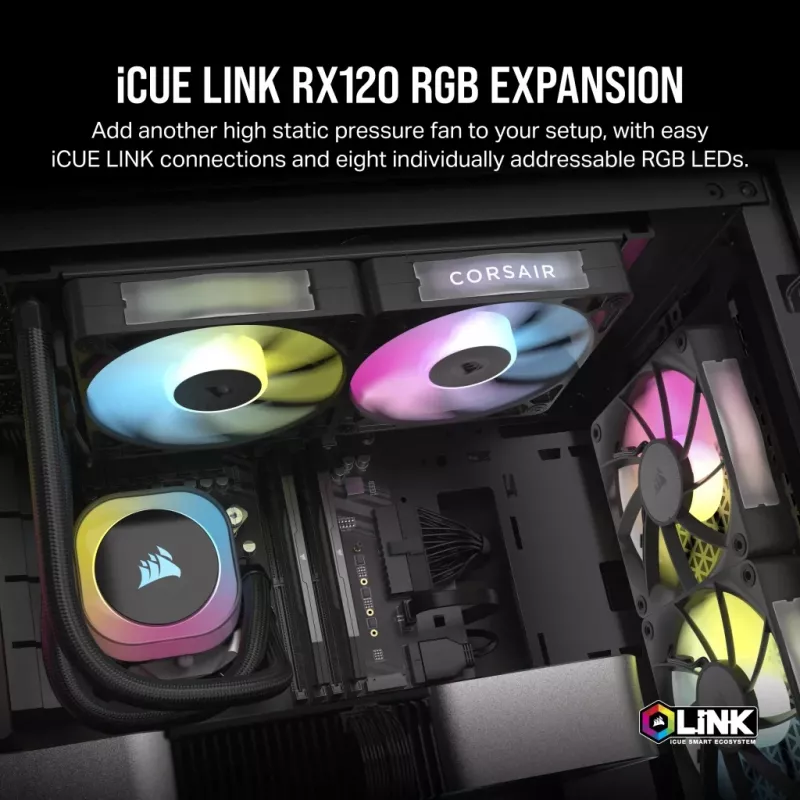 Ventilador Corsair iCUE LINK RX120 RGB 12 cm Negro 400-2100 rpm