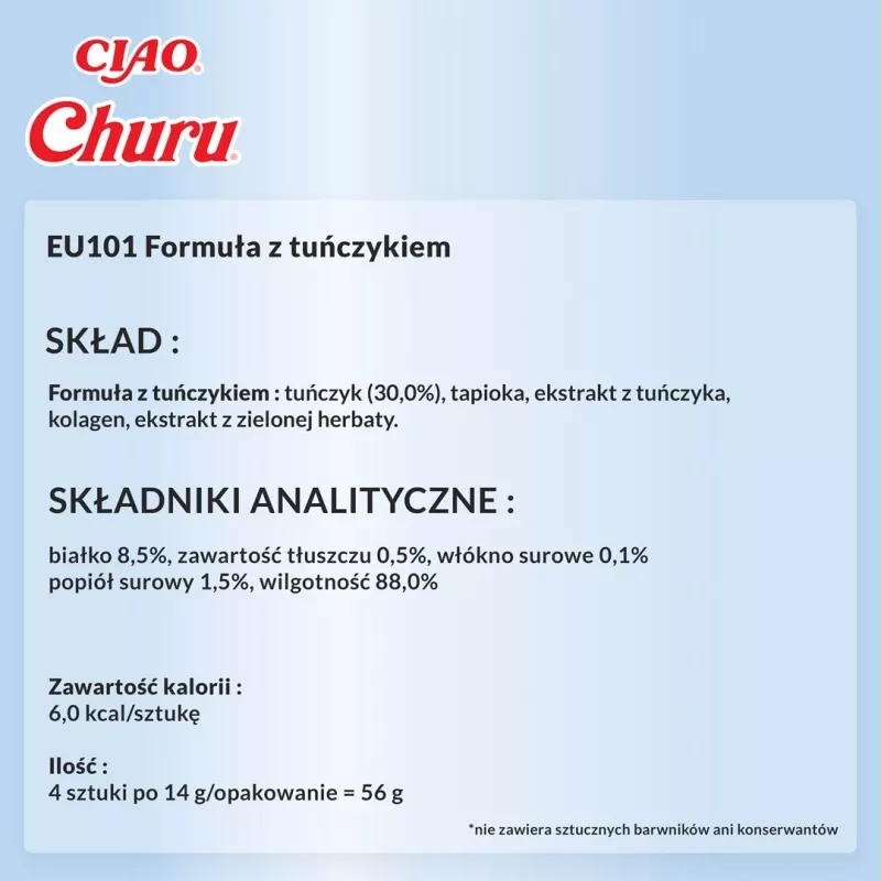 INABA Churu receta de atún - Snack para gatos - 4x14 g