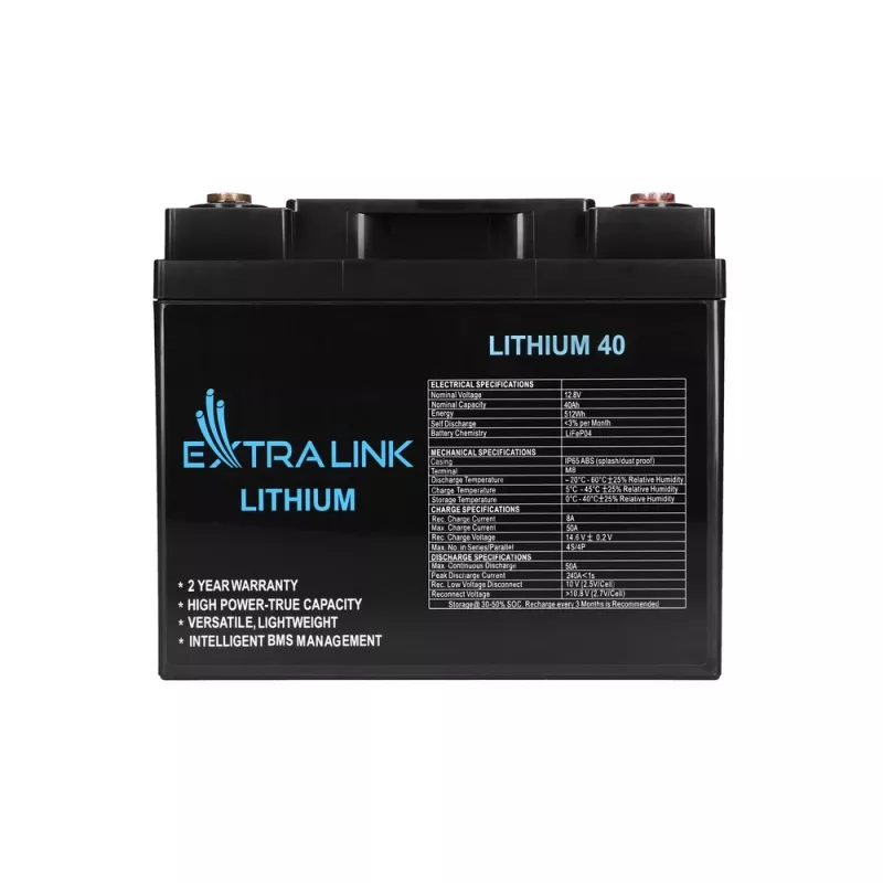 Acumulador Extralink LiFePO4 40AH 12,8 V BMS batería 40000 mAh