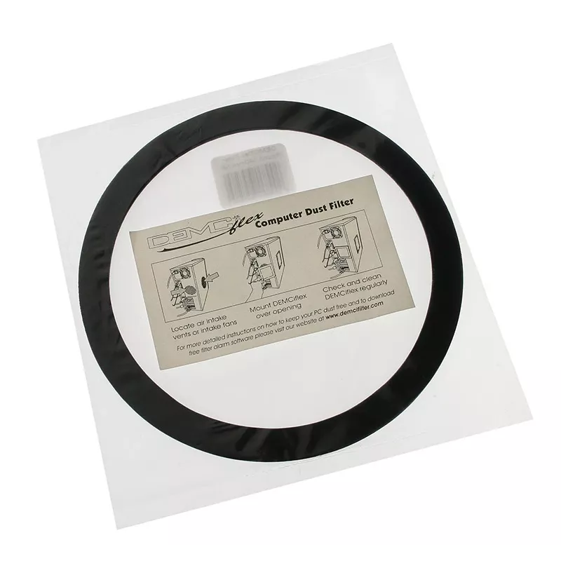 Filtro antipolvo DEMCiflex 140 mm redondo – negro/blanco para ventiladores de carcasa