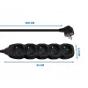 Regleta ESPERANZA ELK208K — 5 tomas, cable de 3 m, negra