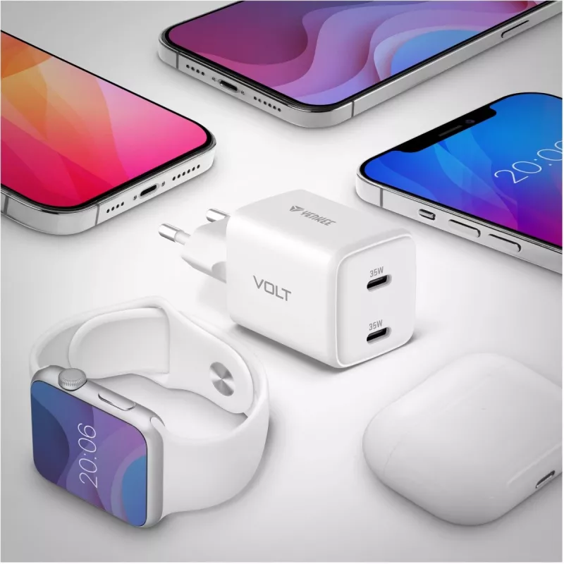 Cargador de pared USB-C YENKEE G35D 2x18W Power Delivery 3.0 3A