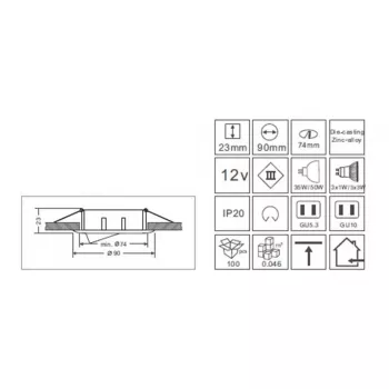 Synergy 21 LED Retrofit GU10 / GX5,3 kit empotrable en techo D04-blanco