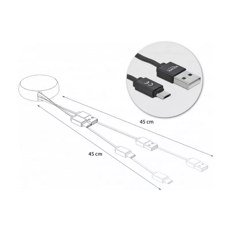 Cable USB 2.0 Type-A a Micro-B DeLOCK 85818
