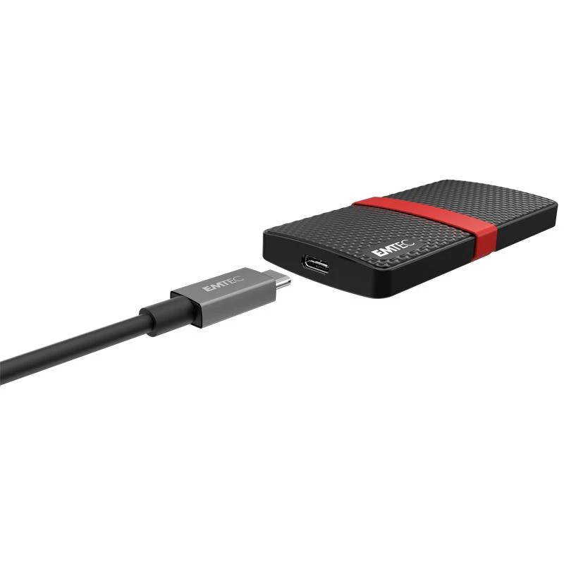 SSD Emtec 512GB USB Type-C 3.2 Gen 1 negro rojo X200