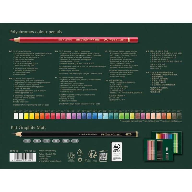 Set de lápices a base de aceite Faber-Castell Polychromos & Pitt Graphite Matt 38 uds. multicolor