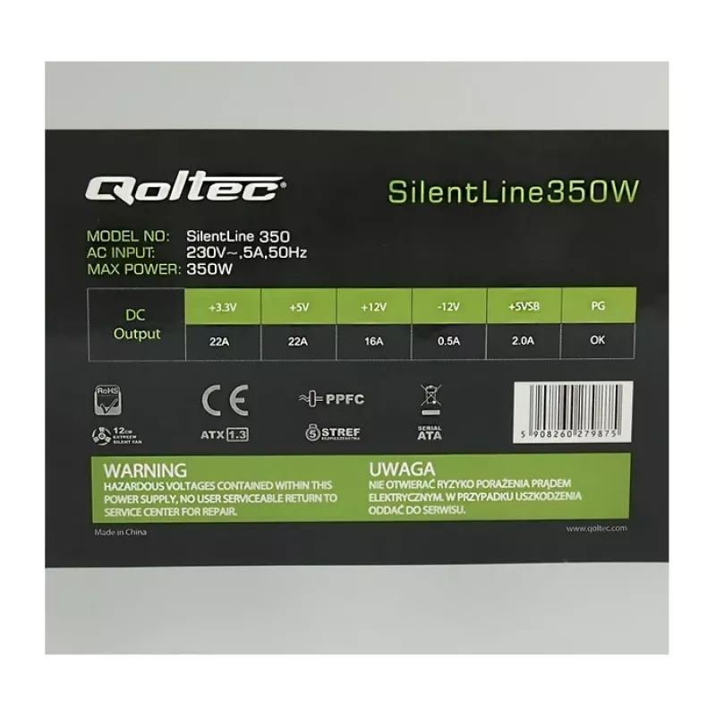 Fuente de alimentación Qoltec ATX 350W