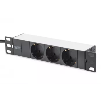 Regleta de enchufes de aluminio Digitus DN-95411 3 tomas de seguridad 2 m