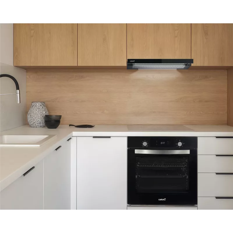 Campana extractora semintegrada (extraíble) CATA TFH 6830 GBK — 600 mm, 600 m³/h, negra, control táctil