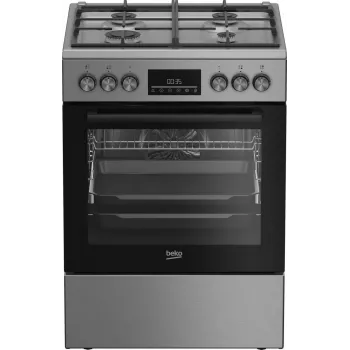 Cocina independiente de gas y eléctrica BEKO FBM62330GXTN 60 cm, placa de gas de 4 fuegos, horno eléctrico de 72 l, clase de eficiencia energética A
