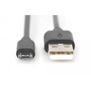 Cable de conexión USB Assmann, Type-A - Micro B, M/M, 1,0 m, compatible con USB 2.0, UL, negro (AK-300127-010-S)