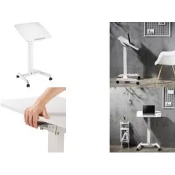 Logilink - Carro - para portátil / tablet - móvil, ajuste de altura neumático - plástico, aglomerado, acero, melamina, aluminio robusto - Blanco (EO0035)