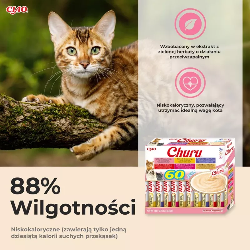 INABA Churu caja surtida atún – snacks para gatos – 60 x 14 g