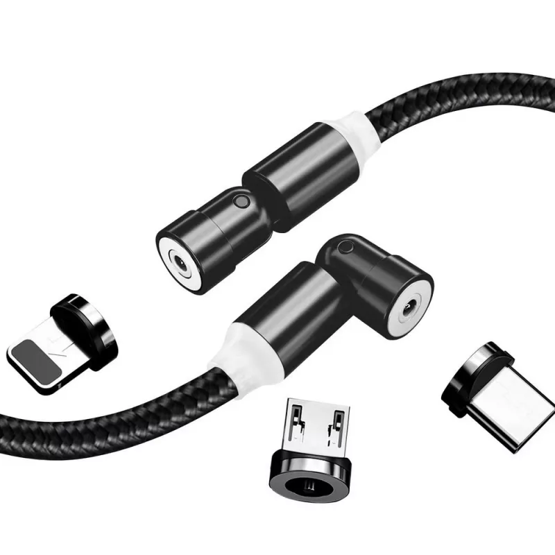 Cable de carga 3 en 1 ColorWay CW-CBUU037-BK — Lightning, Micro‑USB, USB‑C, 1 m, 2,4 A