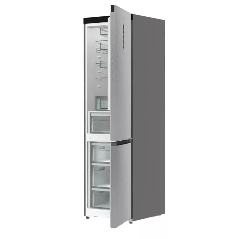 Gorenje NRB620E61X4WFE frigorífico combi, de libre instalación, NoFrost, 413 l (283 l frigorífico + 130 l congelador inferior), pantalla electrónica, iluminación LED, clase energética E, acero inoxidable