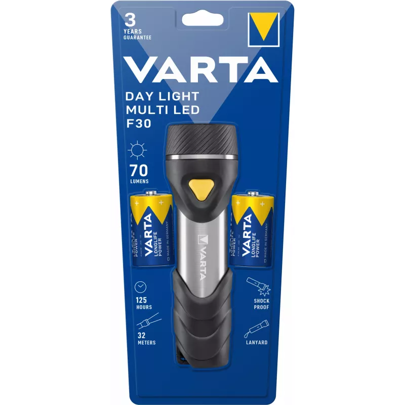 Linterna de mano Varta Day Light Multi LED F30 negra plata amarilla