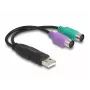 Adaptador USB a PS/2 DeLOCK 0,17 m 2x Mini-DIN de 6 polos USB A