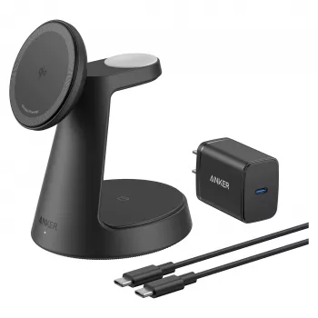 Estación de carga inalámbrica 3 en 1 Anker MagGo B25M4G11 — soporte dock para iPhone, AirPods y Apple Watch