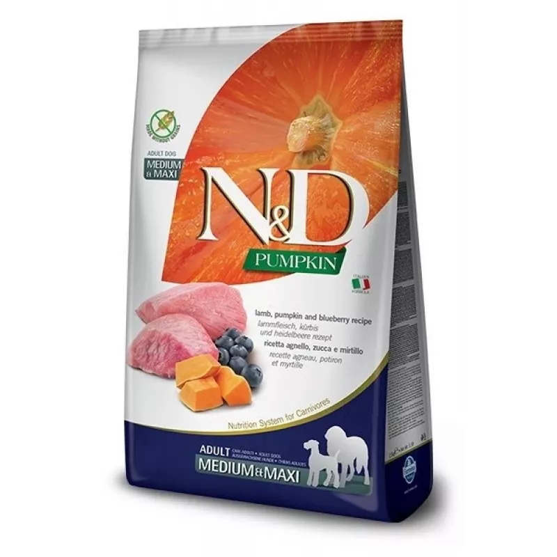 FARMINA N&D Pumpkin Lamb&Blueberry Adult Medium & Maxi - Pienso para perros - 12 kg