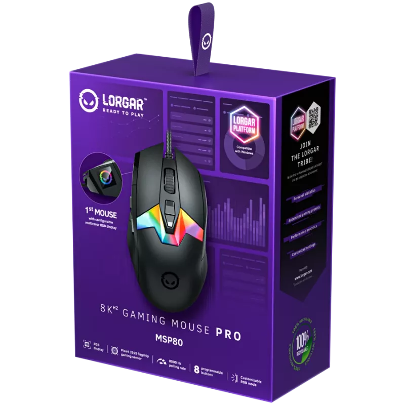 Ratón gaming LORGAR MSP80 8000 Hz USB