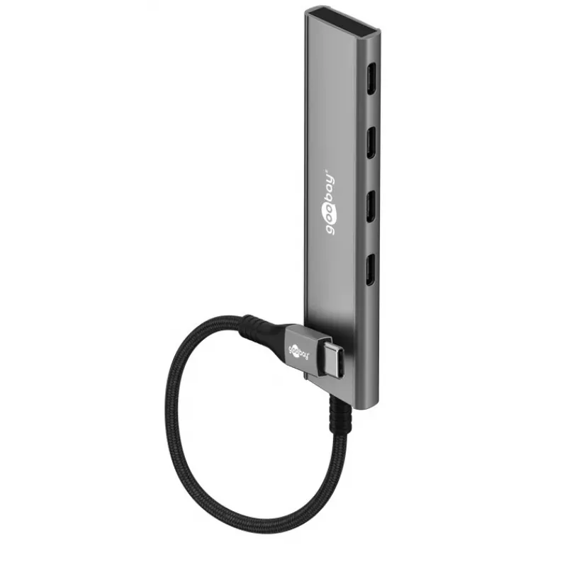 Goobay hub USB slim de 4 puertos USB-C a 5 Gbit/s - conector macho> 4x conector hembra (76564)