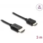 Cable HDMI DELOCK 3 m — Type-A (conector macho) a Type-C (Mini) (conector macho), 48 Gbit/s, hasta 7680×4320, contactos con baño de oro, negro