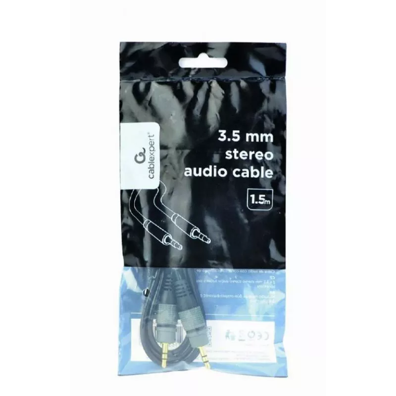 Cable de audio Gembird 3,5 mm conector macho–conector macho, 1,5 m, contactos dorados, negro