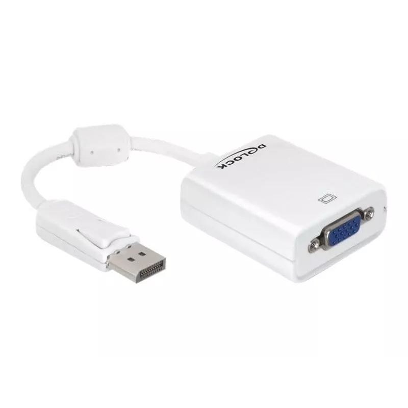 Adaptador de cable de vídeo DeLOCK 61766 0,125m VGA DisplayPort blanco