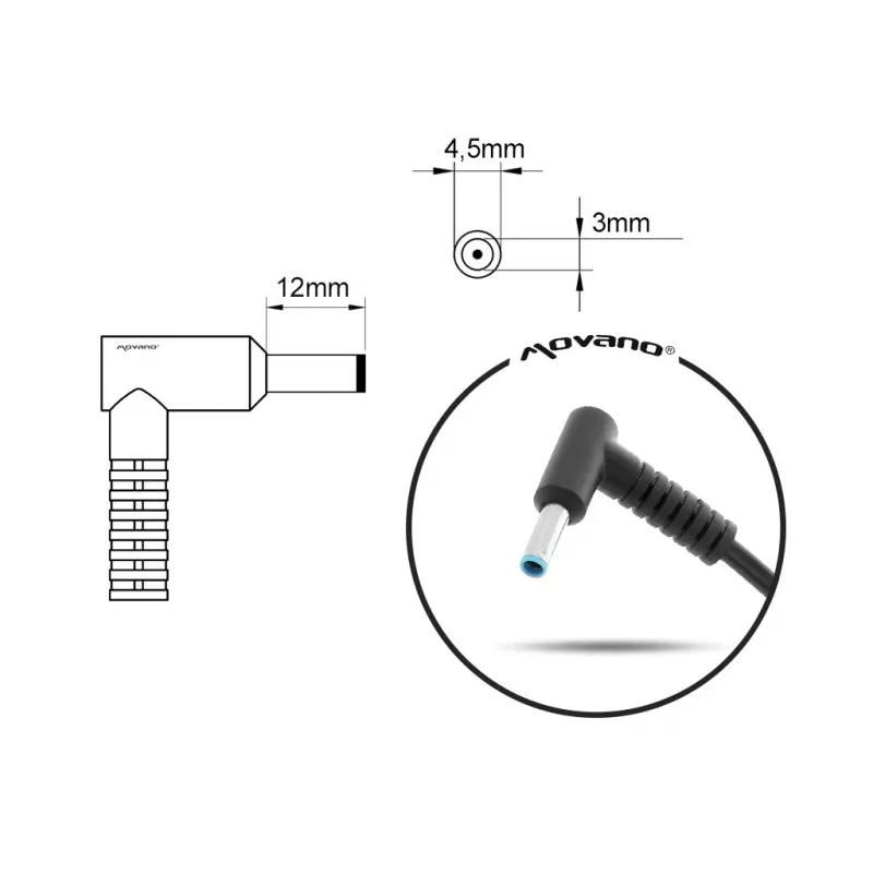 Fuente de alimentación MITSU 5ZM028 19,5V 2,31A con conector de 4,5x3,0 mm